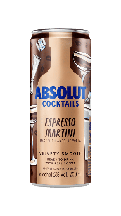 ABSO2225 ABSOLUT COCKTAILS RTD Espresso Martini 200ml UK EU Can