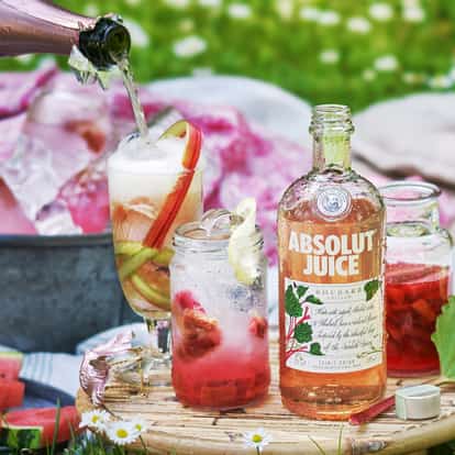 Absolut Juice Rhubarb in a summer picnic inviroment