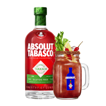 Absolut Tabasco 750ml Bottle with Bloody Mary Cocktail