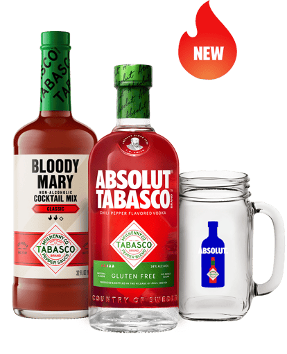 Absolut Tabasco Bloody Mary Kit with bloody mary mixer and mason jar