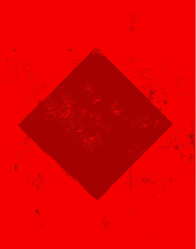 Abstract red graphic featuring a darker red diamond shape centered on a textured red background.