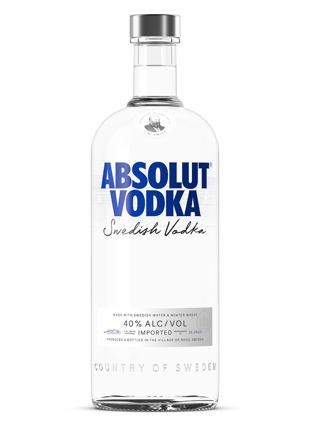 absolut vodka 1000ml bottle against white background